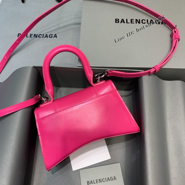 Balenciaga專櫃新款mini號手提肩背女包原單沙漏包 巴黎世家平紋玫紅色沙漏包 fyj1411